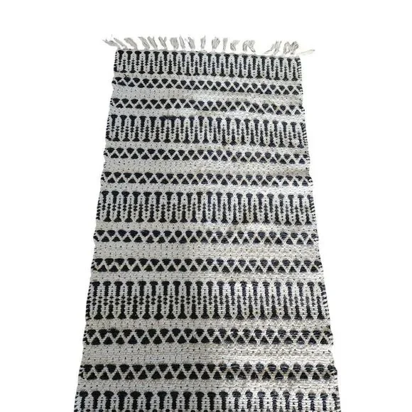 The Farmhouse by Rachel Ashwell Rug Black Cream Shabby Chic Cotton Woven Runner - Picture 5 of 15